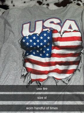USA Flag Graphic Tee - Gray